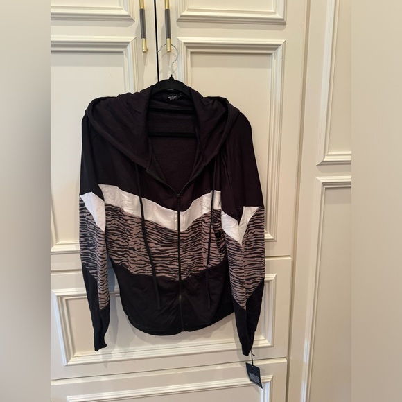 Michael Lauren Large Cheetah & Stripes Zip-Up Hoodie. 🖤⚡️ - Picture 1 of 5